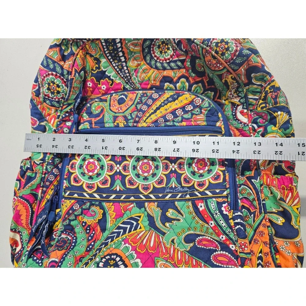 Vera Bradley Lilli Bell Paisley Quilted Cotton Backpack Multi-Color Boho Bag